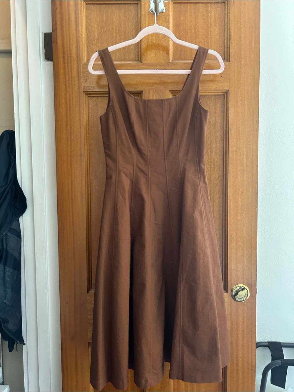 Elie Tahari Chocolate Brown Size 2 Midi A-Line Dress Pleated